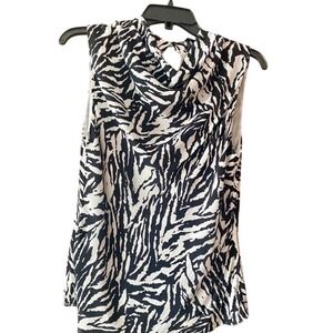 Rachel‎ Zoe Zebra Print Cowl Neck Sleeveless Blouse Top Elegant Size S NET